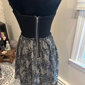 Med Aqua brand cocktail dress with zip back and tulle hem